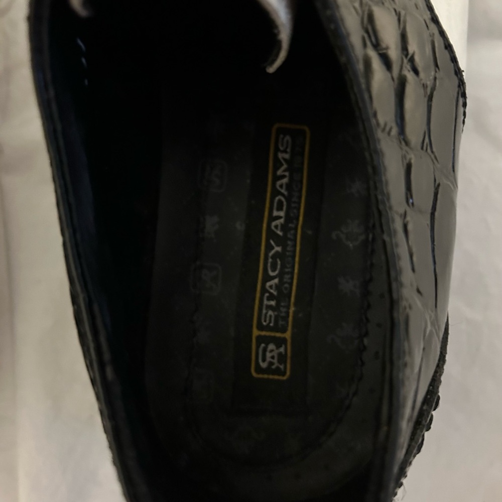 Like New Stacy Adams Black and White Croc-Embossed Oxfords Men’s Sz 13 Vintage - Picture 6 of 11